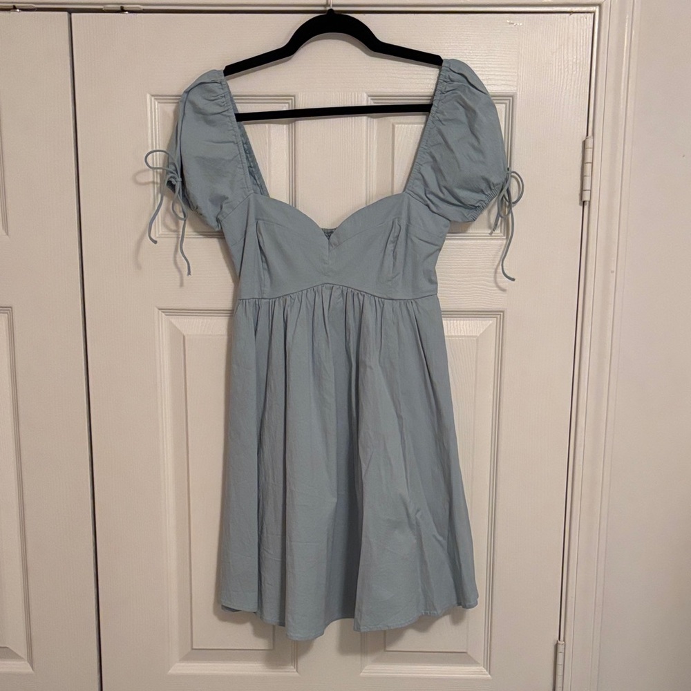 Abercrombie & Fitch Light Blue Puff Sleeve Mini Dress